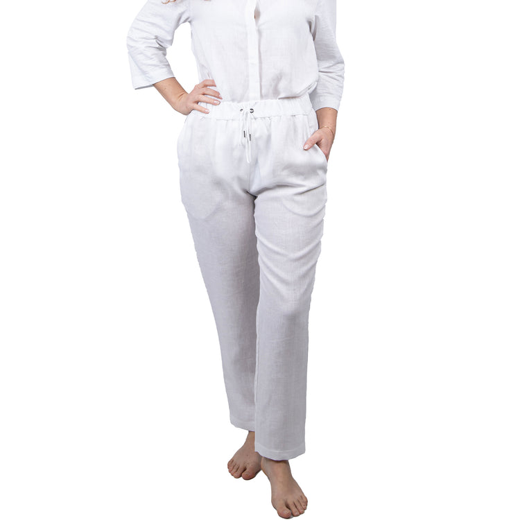 Pantalone bianco con elastico.