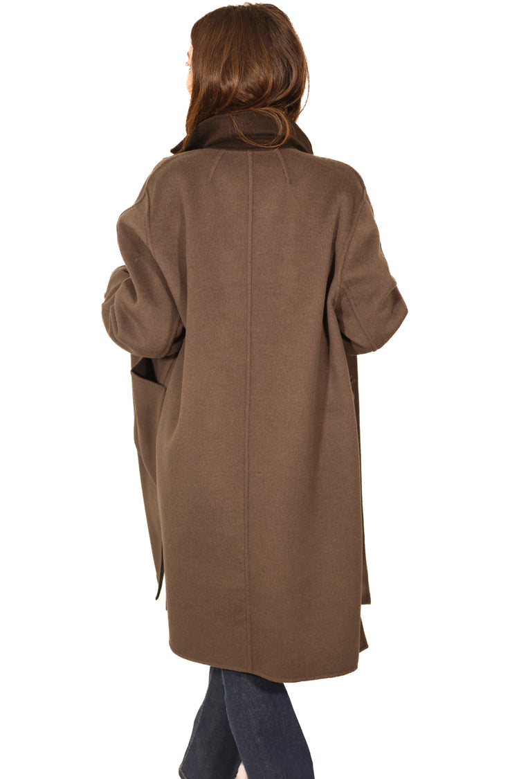 Cappotto monopetto reversibile marrone/grigio