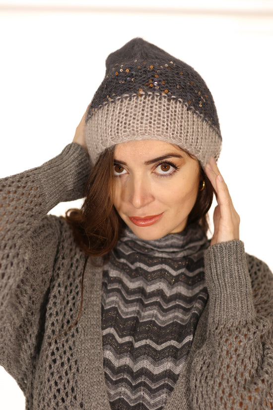 Cappello grigio lana seta