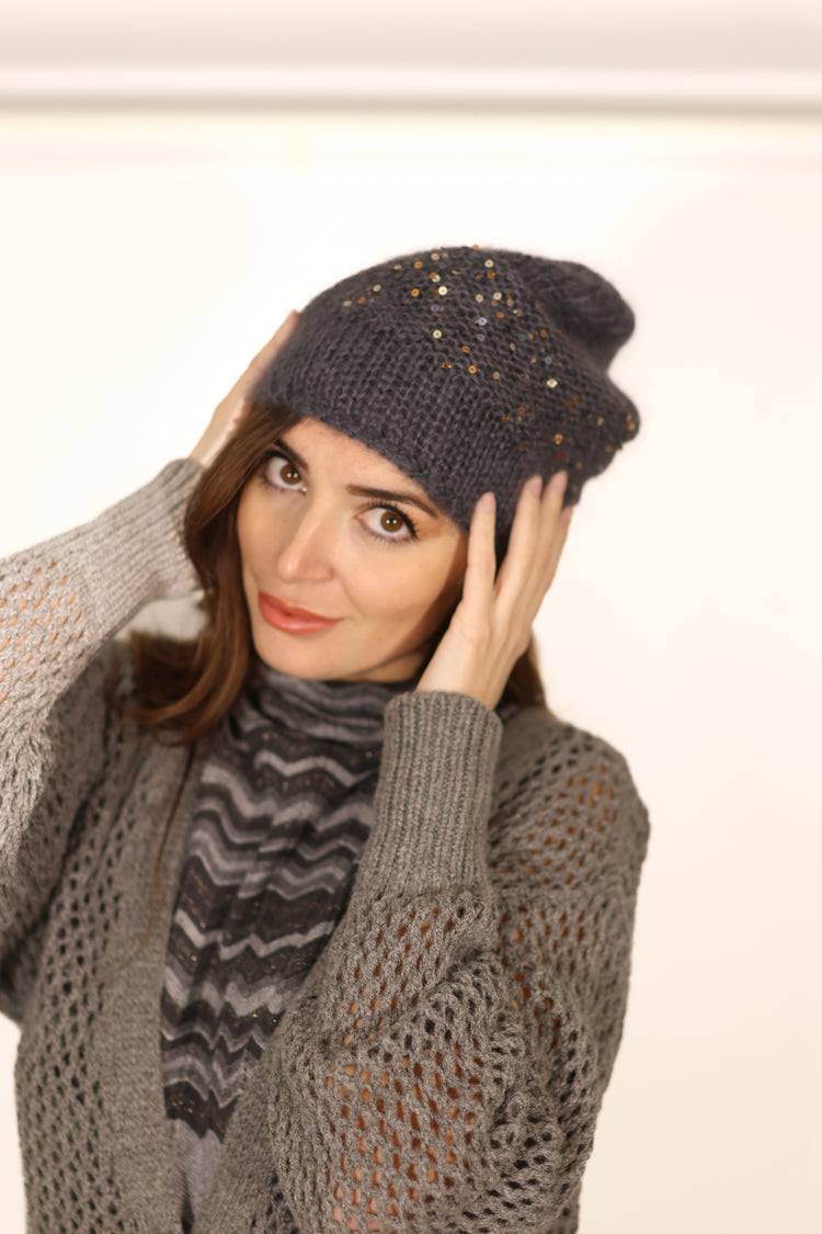 Cappello grigio lana seta