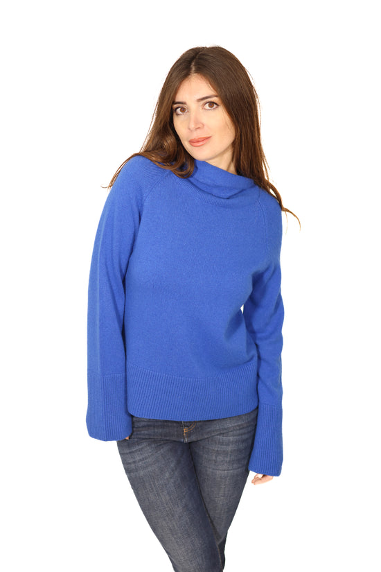 Pullover collo alto blu