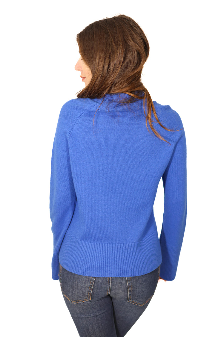 Pullover collo alto blu