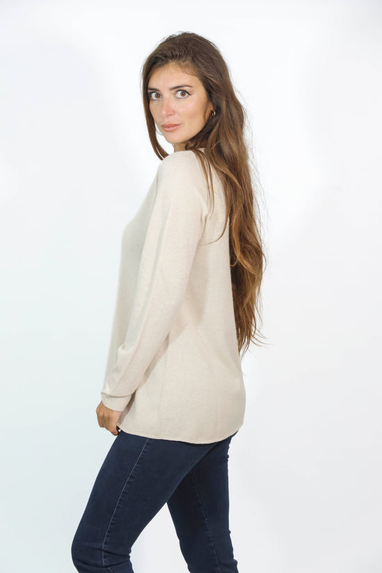 Maglia girocollo beige