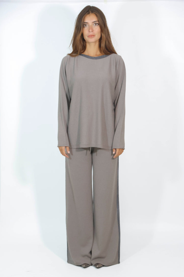 Maglia in lana collo barchetta grigio