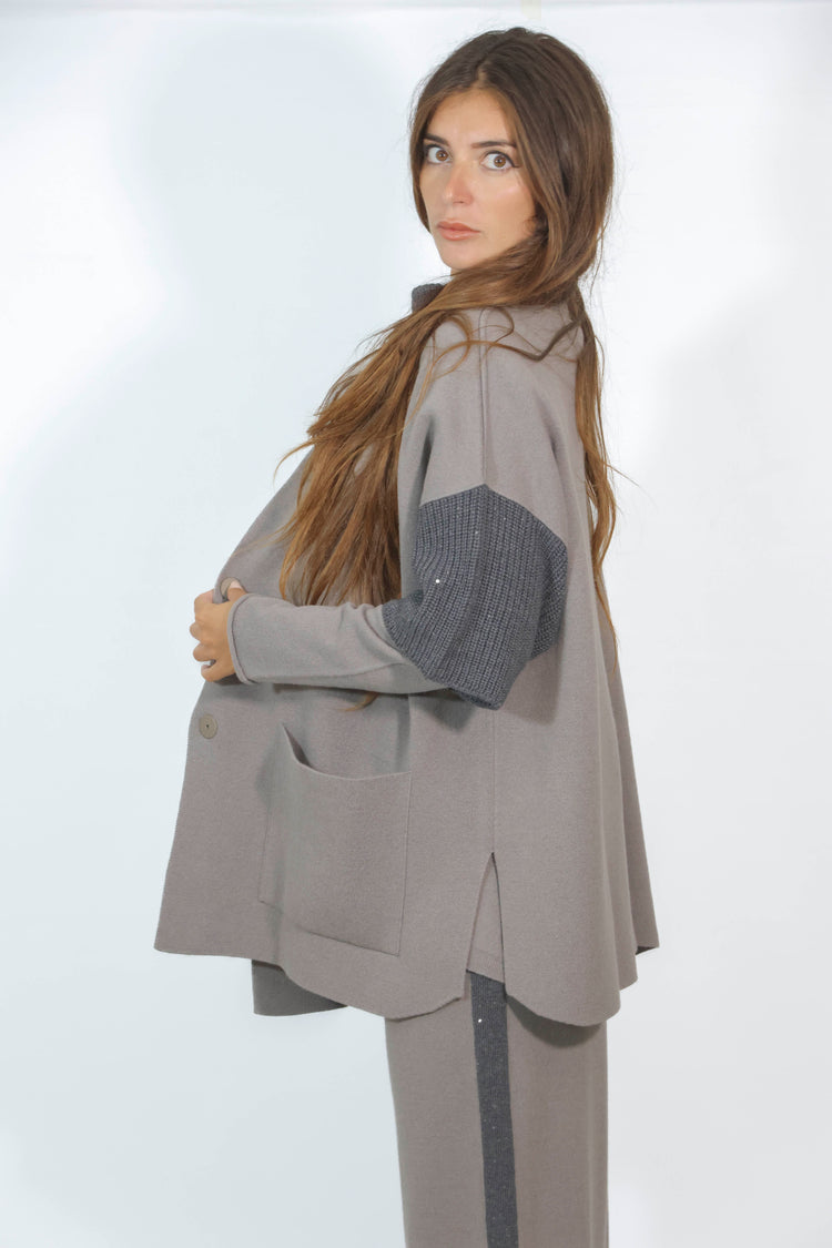 Giacca lana seta grigio