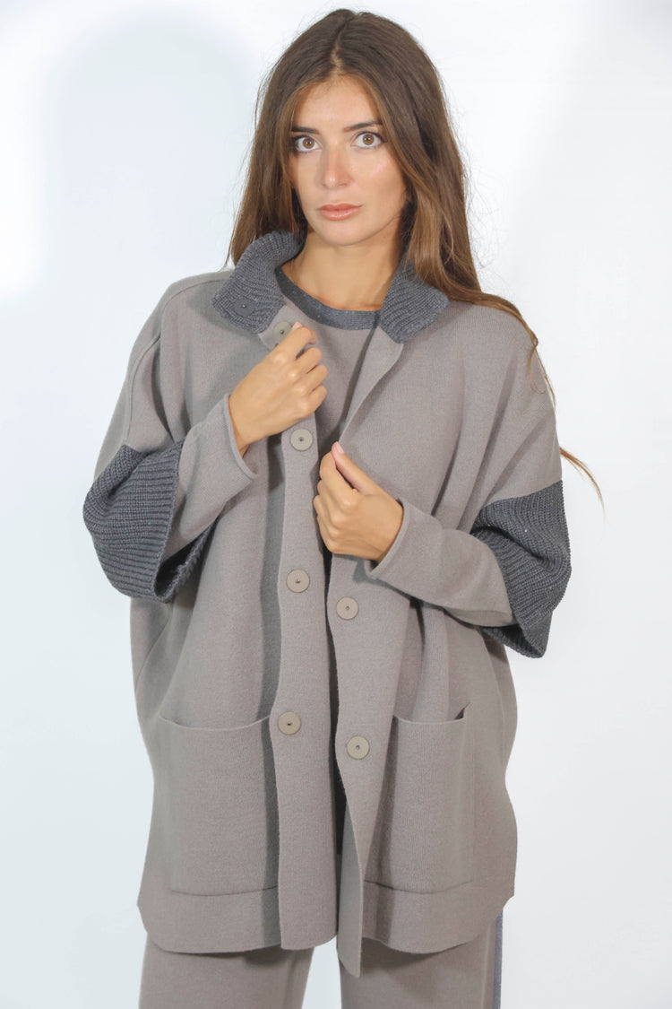 Giacca lana seta grigio