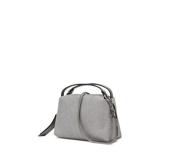 Tracolla in pelle grigio