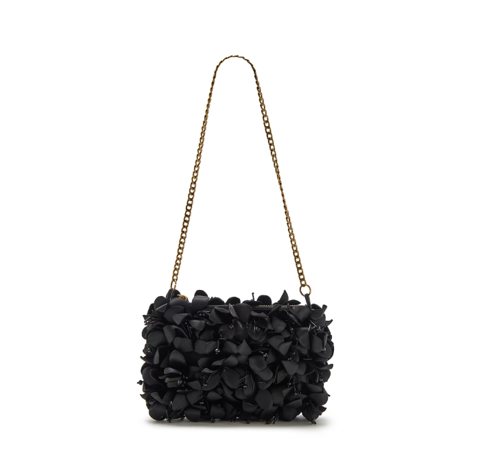 Tracollina con perline in fiori nero