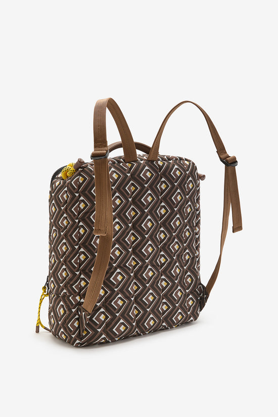 Zaino marrone fantasia geometrica