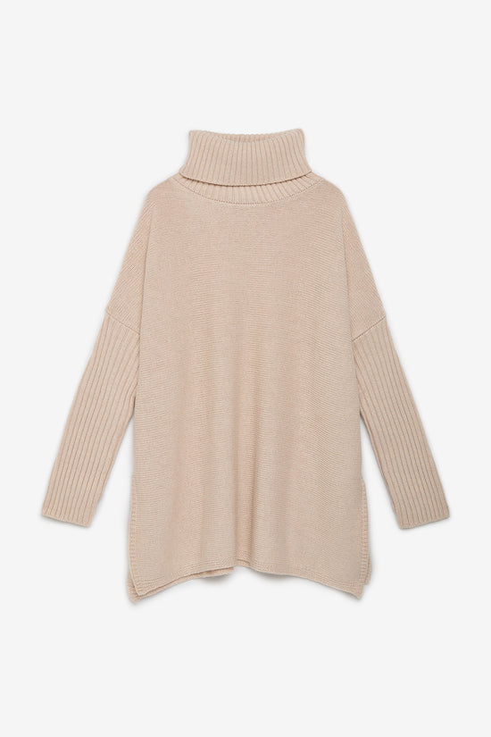 Cappa collo alto beige