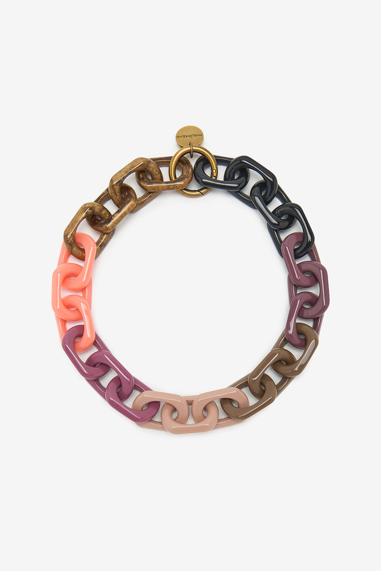 Collana verde rosa marrone