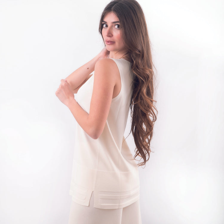 Canotta in viscosa beige