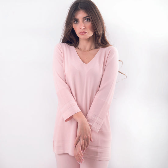 Maglia viscosa scollo V rosa