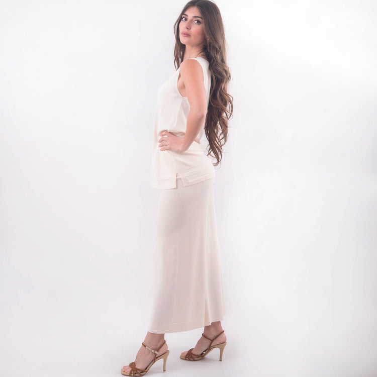 Pantalone in viscosa beige