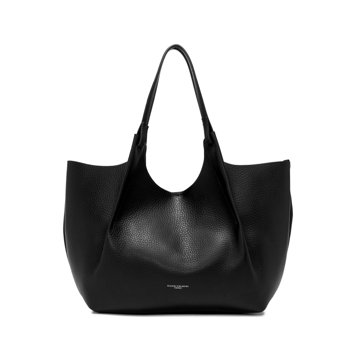 Borsa in pelle sfoderata con pochette nero