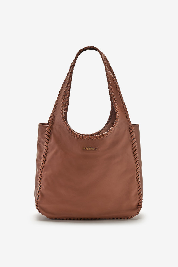 Borsa spalla in pelle marrone