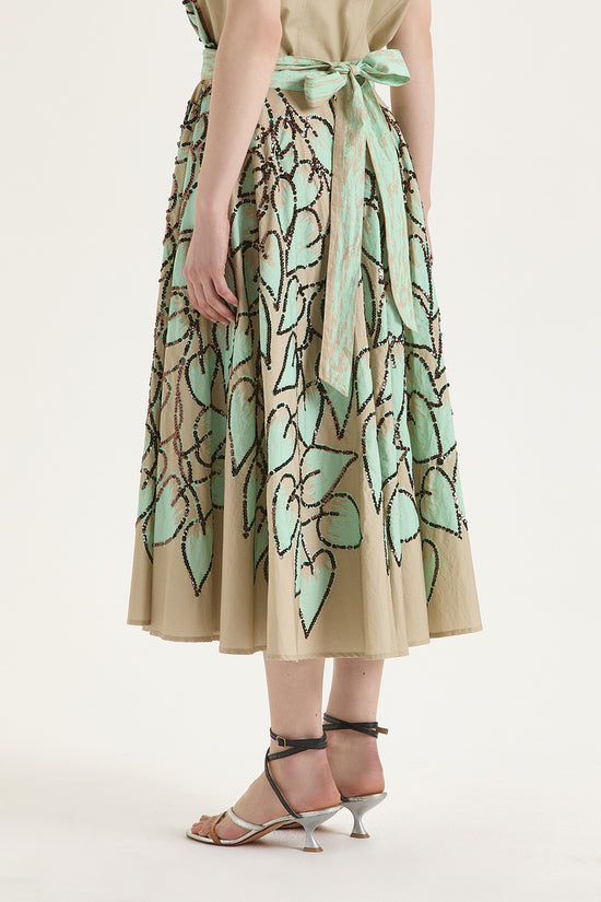 Malìparmi gonna Archive Leaf Embroidery