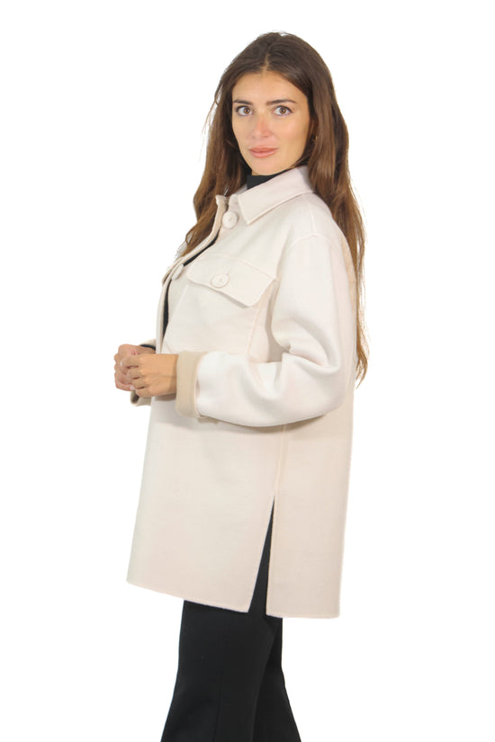 Cappotto beige reversibile in lana