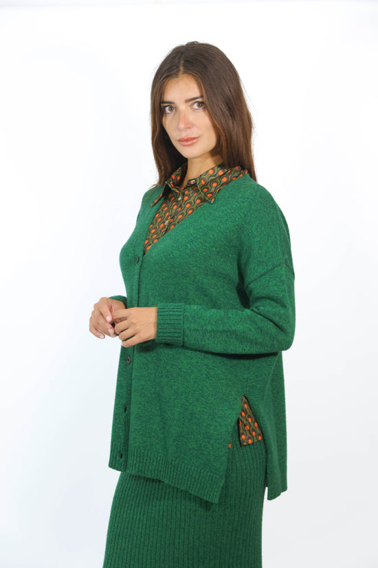Cardigan lana verde