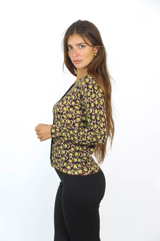 Cardigan girocollo verde