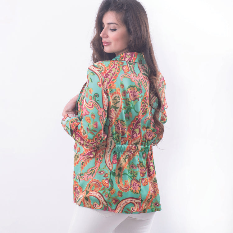 Giacca in raso fluido verde