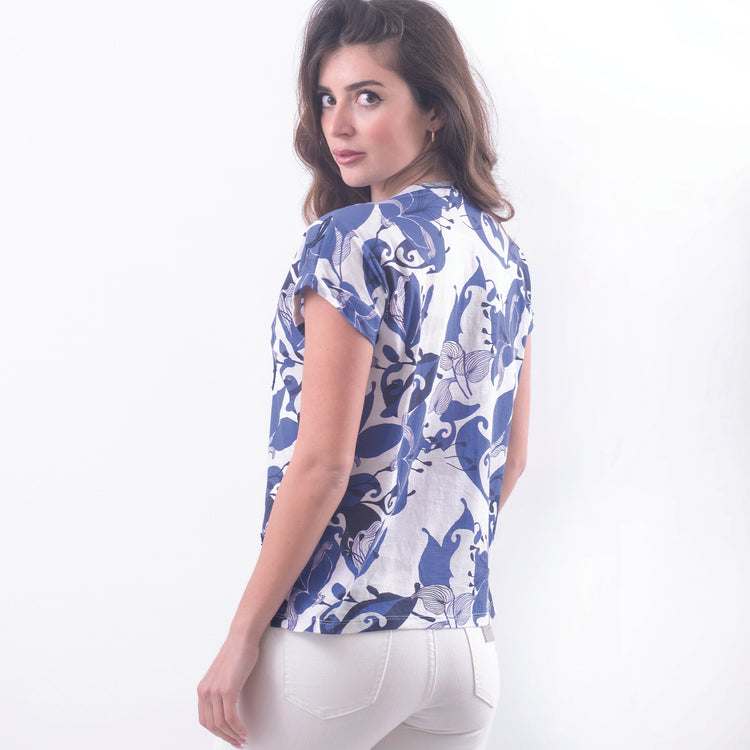 T-shirt in cotone blu