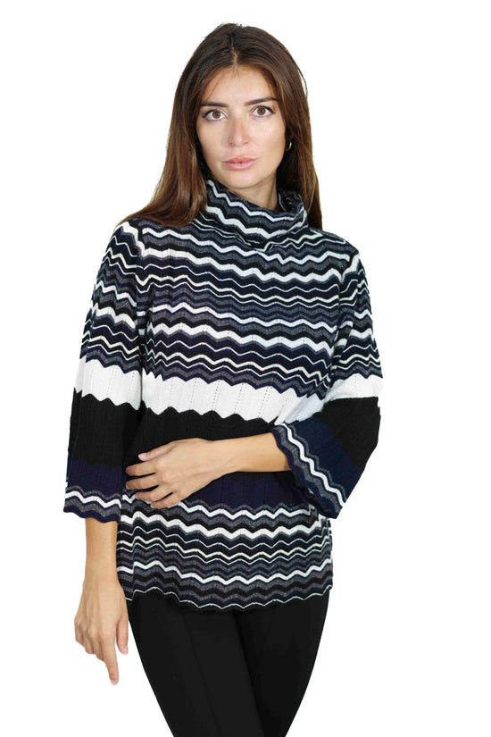 Maglia manica a campana in lana nera