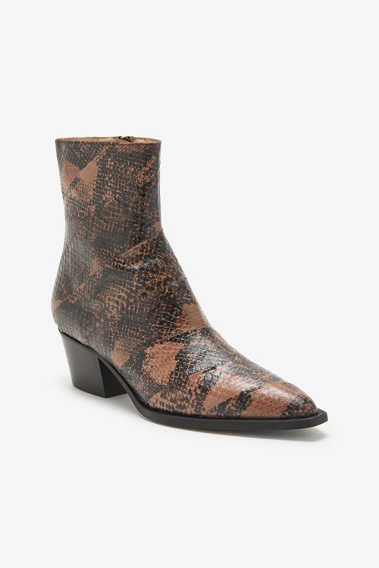 Stivaletto pitonato marrone