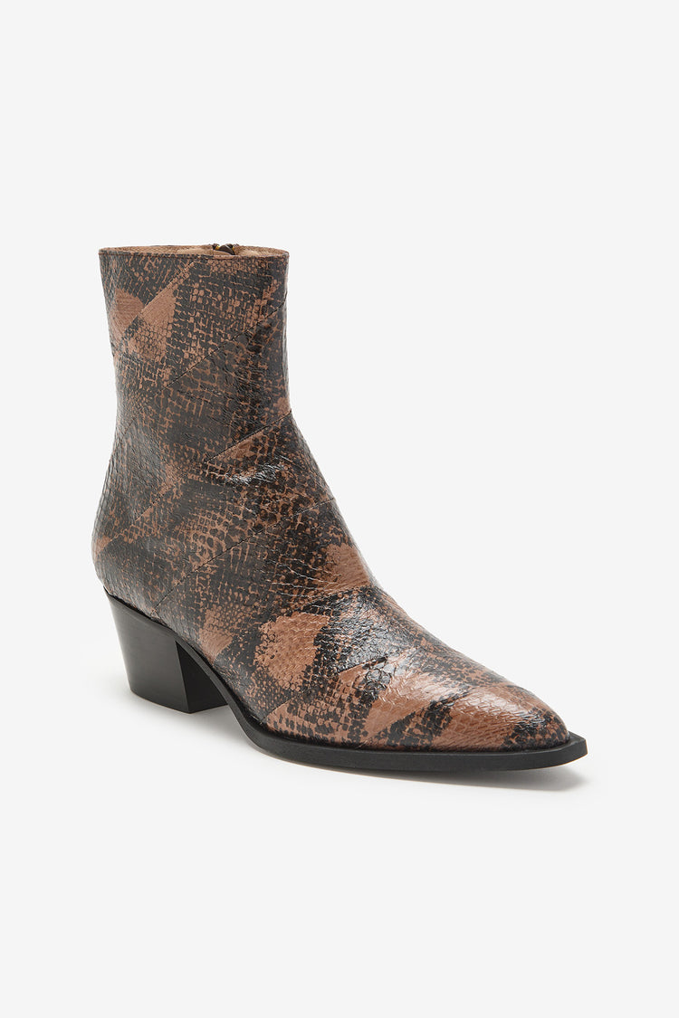 Stivaletto pitonato marrone