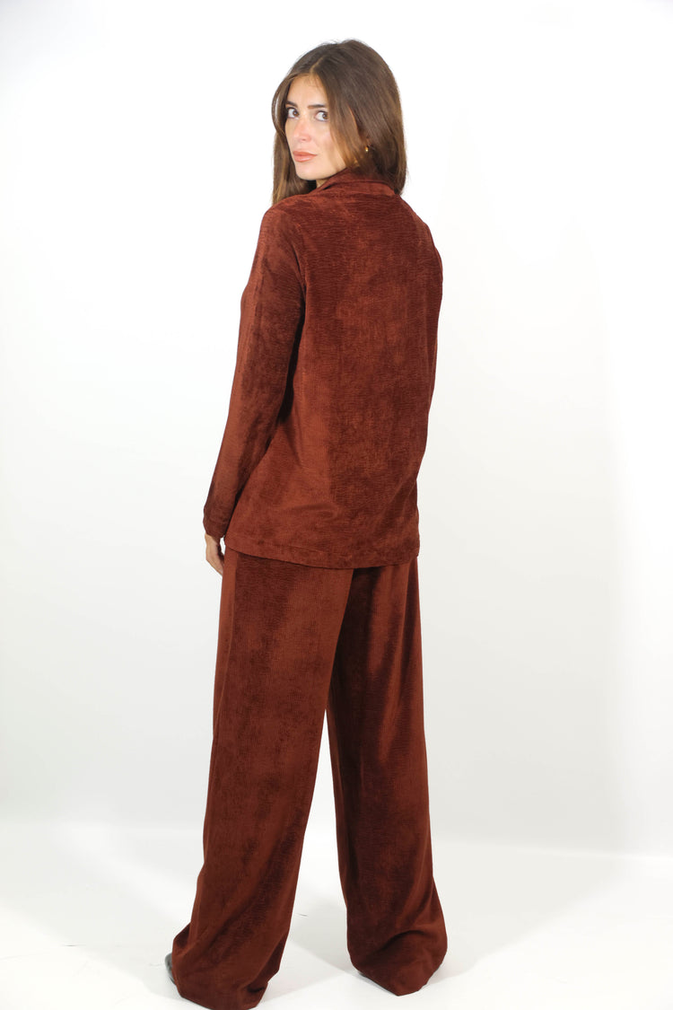 Pantalone morbido costine viscosa marrone