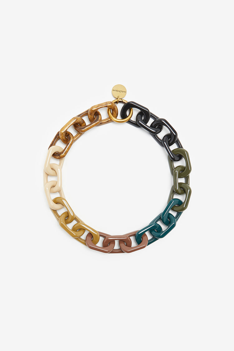 Collana verde beige e marrone