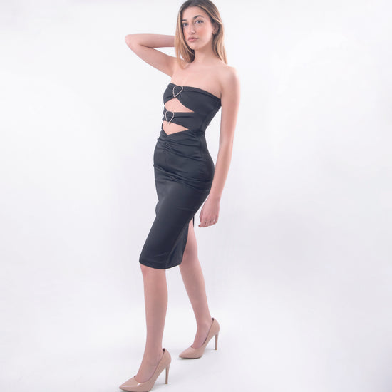 Tubino lungo con spacco nero