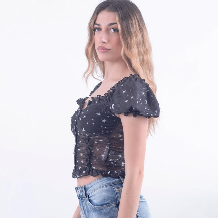Top corto nero stelle