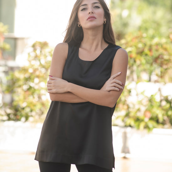 Canotta seta lucida nero