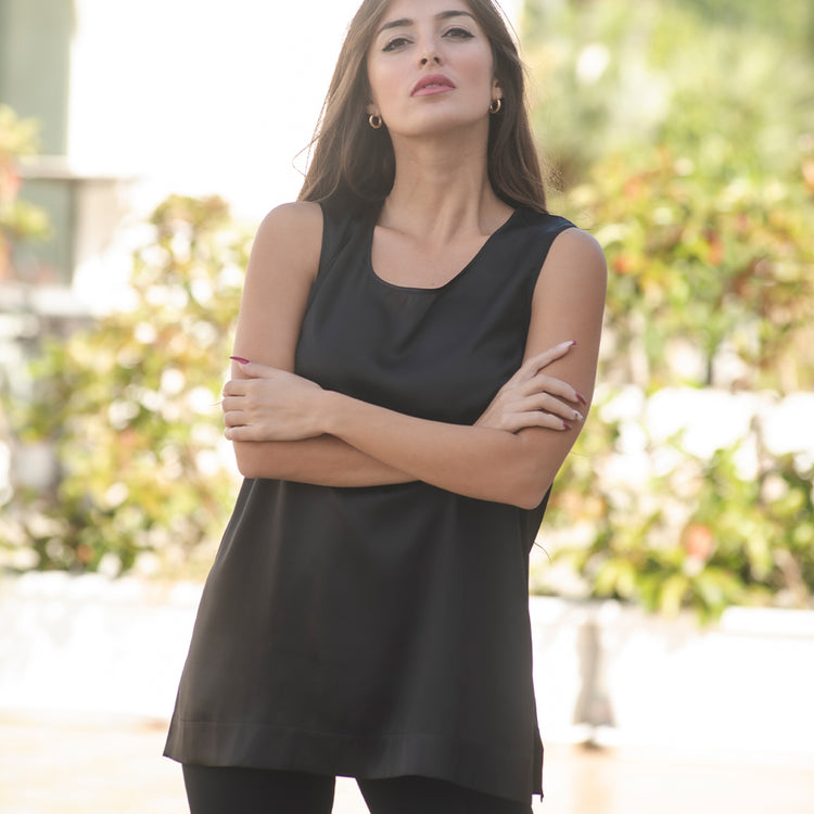 Canotta seta lucida nero