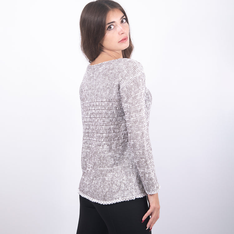 Maglia cotone e lino marrone