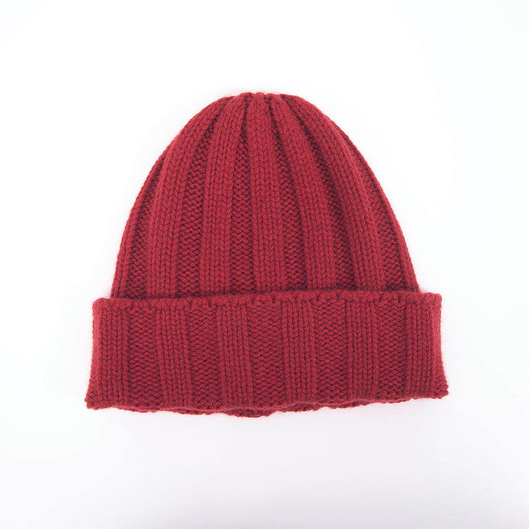 Cappello cashmere coste rosso