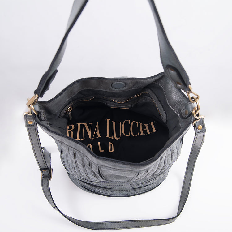 Secchiello in pelle grigio