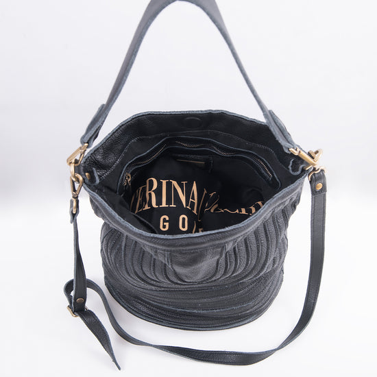 Secchiello in pelle nero