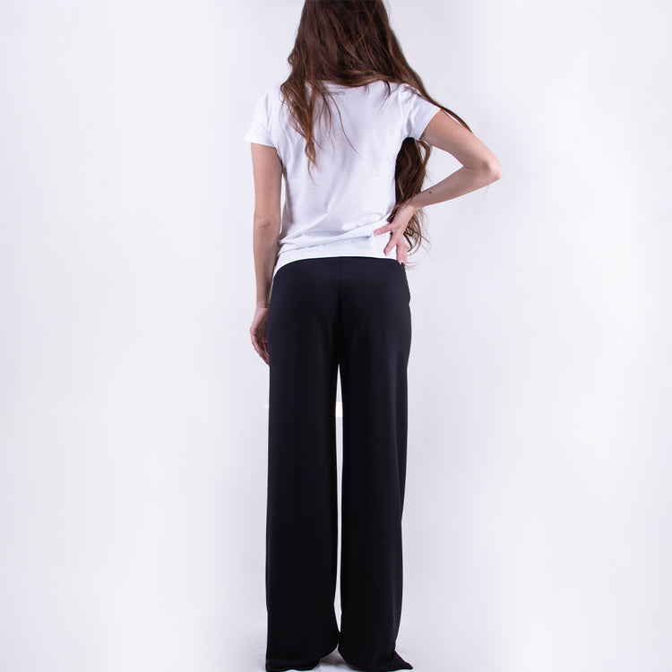 Pantalone lungo gamba larga nero