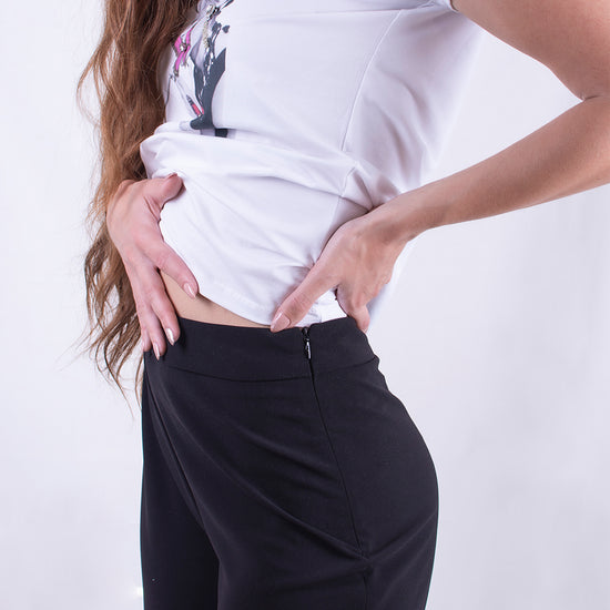 Pantalone lungo gamba larga nero