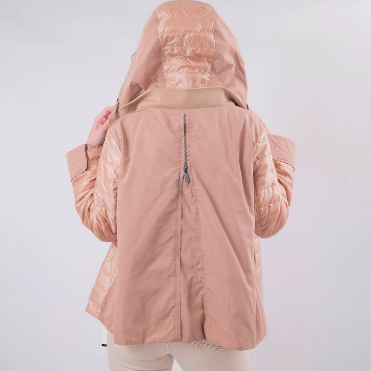 Piumino reversibile con cappuccio beige e bianco