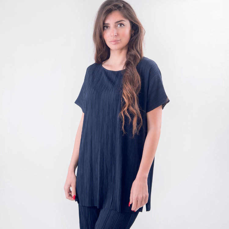 Blusa viscosa righe blu