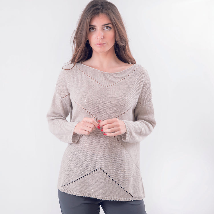 Pullover in lino beige