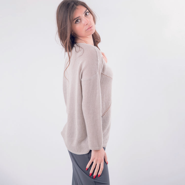 Pullover in lino beige
