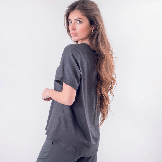 T-shirt in lino grigio