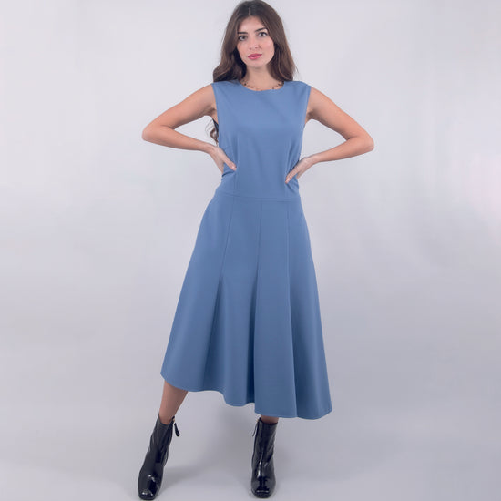 Abito girocollo smanicato celeste