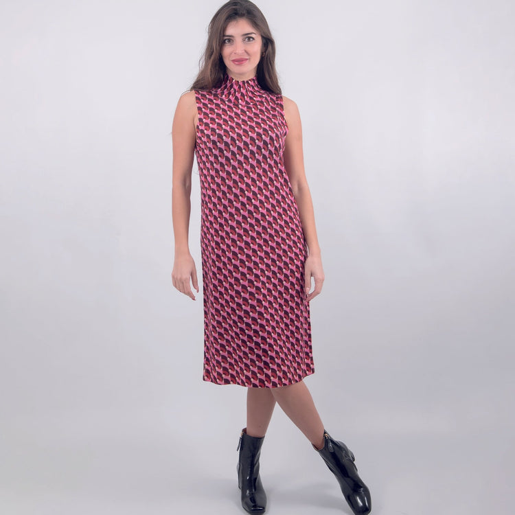 Abito smanicato in lana bordeaux