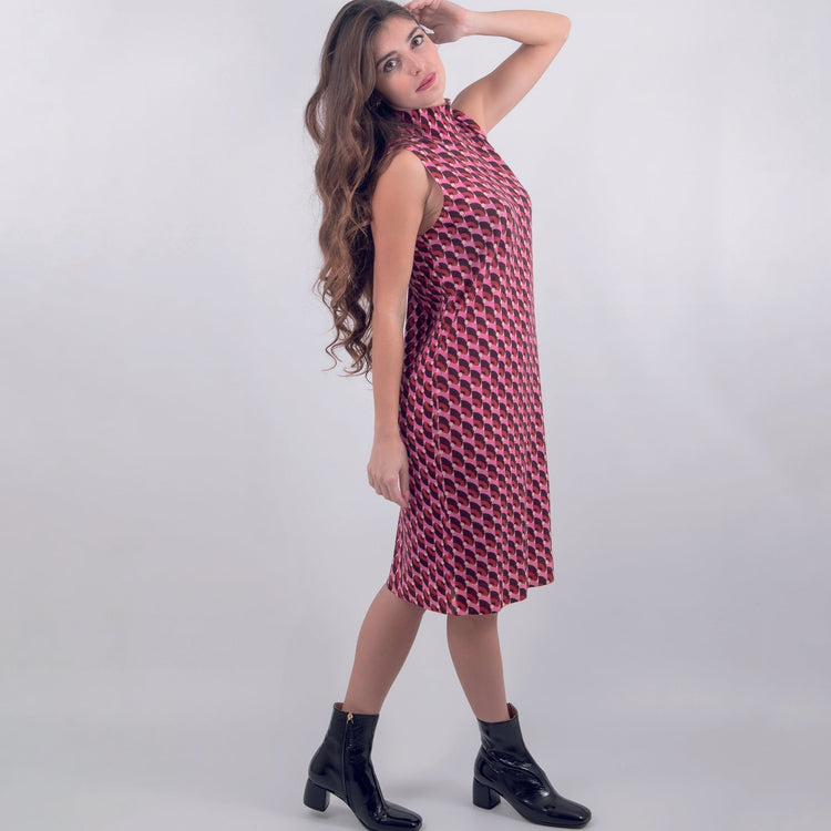 Abito smanicato in lana bordeaux