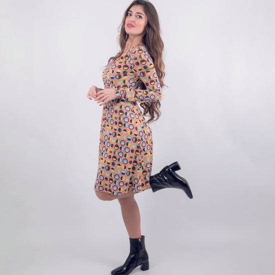 Abito scollo V in viscosa rosa